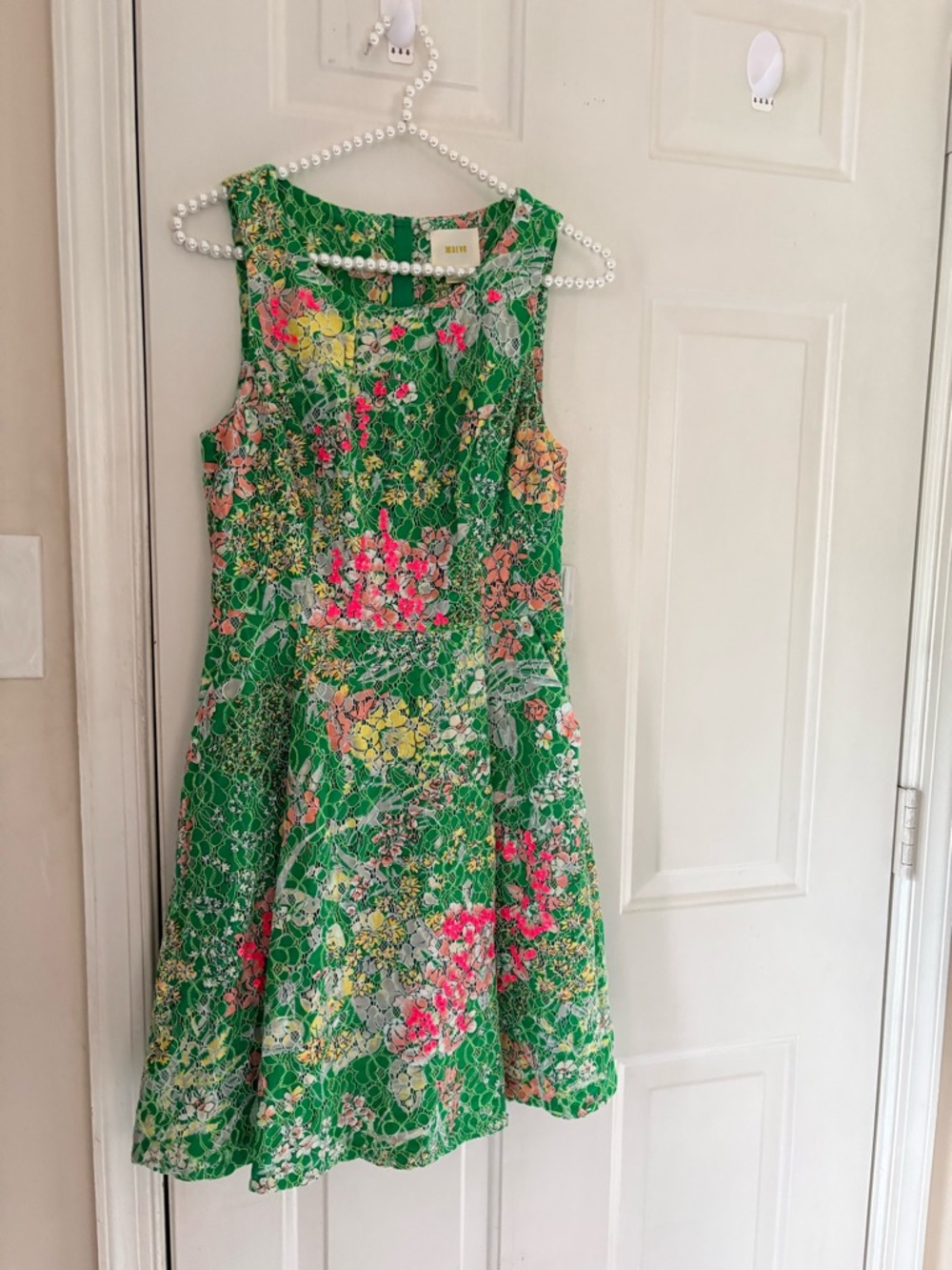 Maeve Green Verbena Lace Textured Sequin Floral Dress Size 2 - Picture 8 of 14